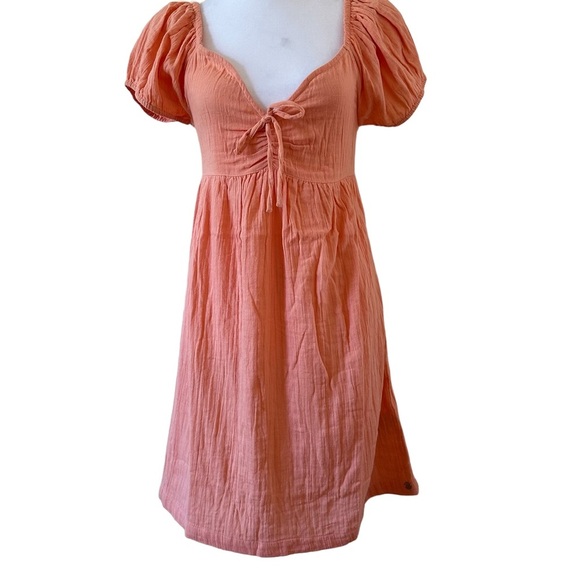 Roxy Women’s Clearwater Cove Mini Short Sleeves V-Neck Dress Orange Size M NWT - Picture 6 of 10